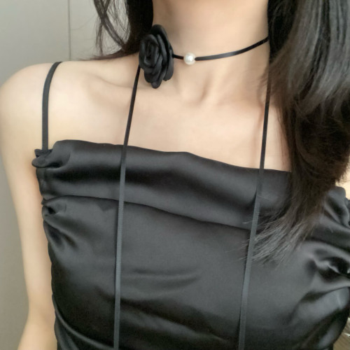 尹口sang山茶花choker黑白絲帶小衆系帶氛圍感頸帶鎖骨鍊項圈禮物 尹口sang山茶花choker黑白絲帶小衆系帶氛圍感頸帶鎖骨鍊項圈禮物