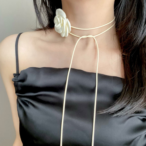 尹口sang山茶花choker黑白絲帶小衆系帶氛圍感頸帶鎖骨鍊項圈禮物 尹口sang山茶花choker黑白絲帶小衆系帶氛圍感頸帶鎖骨鍊項圈禮物