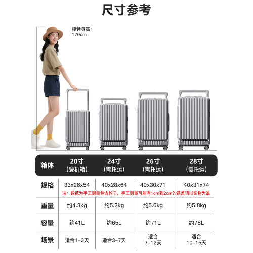 2026新款行李箱20寸女側開旅行箱24男密碼箱結實耐用大容量拉桿箱