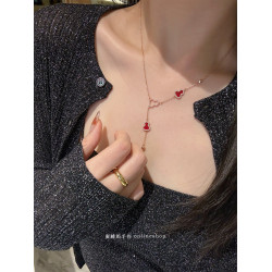 蜜蜂媽手作 天然紅玉髓葫蘆項鍊女小衆設計精緻高級感氣質鎖骨鍊