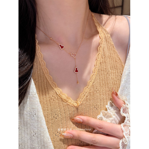 蜜蜂媽手作 天然紅玉髓葫蘆項鍊女小衆設計精緻高級感氣質鎖骨鍊 蜜蜂媽手作 天然紅玉髓葫蘆項鍊女小衆設計精緻高級感氣質鎖骨鍊