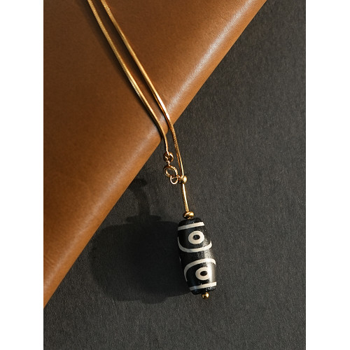 不褪色大吊墜掛繩毛衣鏈替換鏈針式萬能項鍊穿天珠唐卡18K金色素