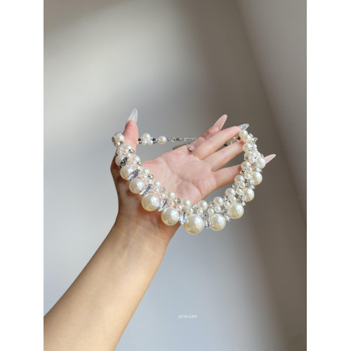 重工復古閃鑽珍珠choker項鍊女宮廷風鎖骨鍊輕奢高級感氣質頸鏈潮