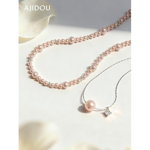AJIDOU阿吉豆項鍊女珍珠項鍊頸鏈小衆鎖骨鍊輕奢飾品高級感毛衣鏈
