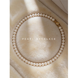 施家8mm小米珠珍珠項鍊頸鏈女新款爆款鎖骨鍊毛衣鏈輕奢磁吸配飾