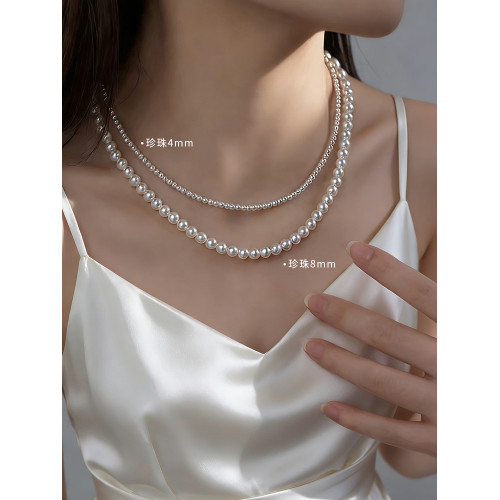 施家8mm小米珠珍珠項鍊頸鏈女新款爆款鎖骨鍊毛衣鏈輕奢磁吸配飾 施家8mm小米珠珍珠項鍊頸鏈女新款爆款鎖骨鍊毛衣鏈輕奢磁吸配飾