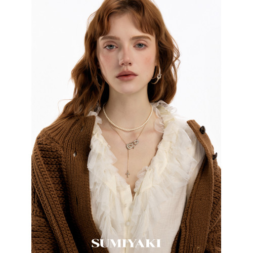 SUMIYAKI 馬年系列馬蹄釦雙層珍珠項鍊小衆高級毛衣鏈 本命年禮物