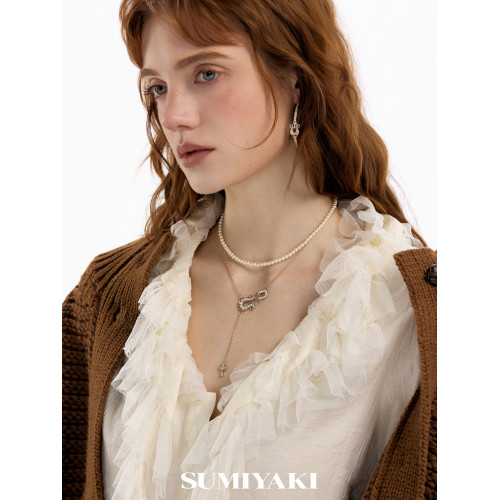 SUMIYAKI 馬年系列馬蹄釦雙層珍珠項鍊小衆高級毛衣鏈 本命年禮物