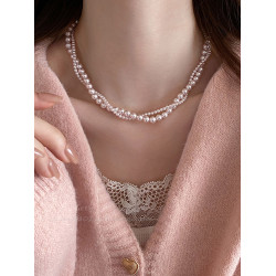 曼塔玫瑰色施家珍珠項鍊女2026年新款爆款高級感小衆輕奢鎖骨頸鏈