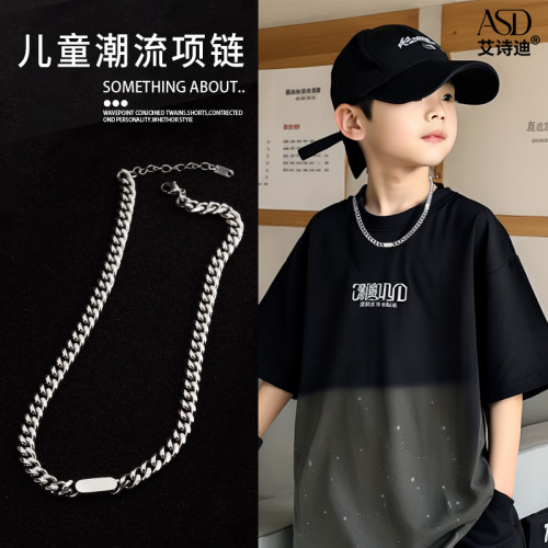 男童街舞潮酷兒童古巴項鍊小男孩裝飾嘻哈時尚穿搭配飾鎖骨鍊女童