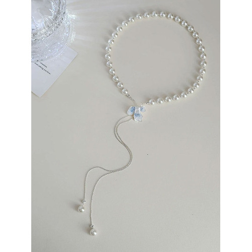 珍珠白色項鍊頸鏈女蝴蝶設計款抽拉式項鍊女一款多戴2025年新款潮