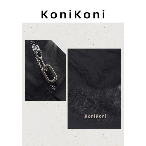 KoniKoni真皮男士斜後後背包托特包2026新款休閒大容量通勤包單肩大包
