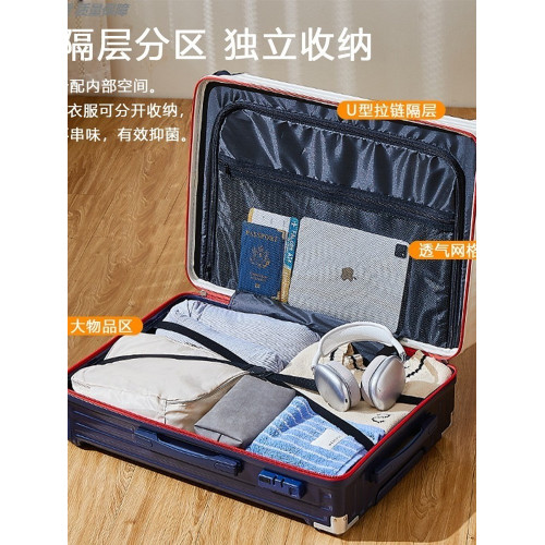 2025新款女男生拉桿結實耐用旅行密碼箱鋁框皮箱20寸品牌旅行箱