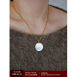 滿月天然貝殼吊墜毛衣鏈冬天配毛衣的項鍊秋冬鎖骨鍊女款2026新款