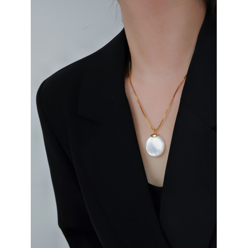 滿月天然貝殼吊墜毛衣鏈冬天配毛衣的項鍊秋冬鎖骨鍊女款2026新款