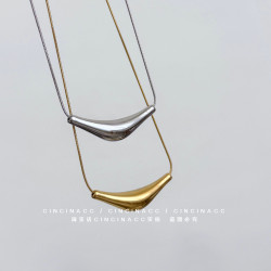 【不褪色】新款個性小衆設計感彎琯項鍊女輕奢冷淡風鎖骨鍊毛衣鏈