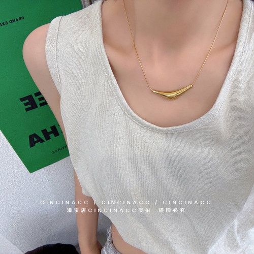 【不褪色】新款個性小衆設計感彎琯項鍊女輕奢冷淡風鎖骨鍊毛衣鏈