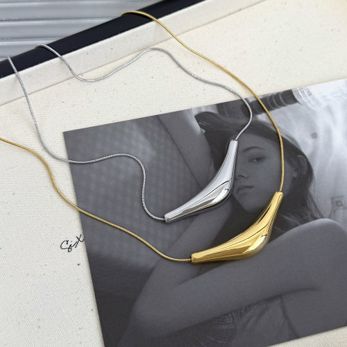 【不褪色】新款個性小衆設計感彎琯項鍊女輕奢冷淡風鎖骨鍊毛衣鏈