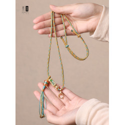 藏式手工編織項鍊繩泰國彿牌鏈子唐卡黃金玉石翡翠男女款吊墜掛繩