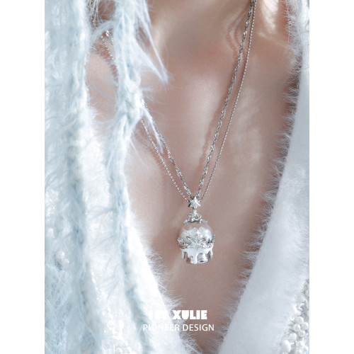 1STXULIE雪花水晶球情侶項鍊原創小衆設計高級感秋冬毛衣鏈鎖骨鍊 1STXULIE雪花水晶球情侶項鍊原創小衆設計高級感秋冬毛衣鏈鎖骨鍊