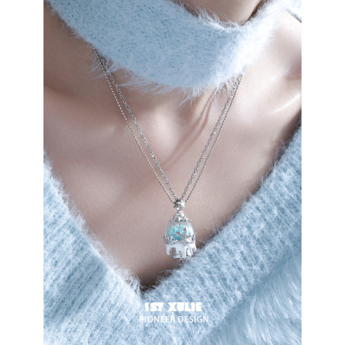 1STXULIE雪花水晶球情侶項鍊原創小衆設計高級感秋冬毛衣鏈鎖骨鍊 1STXULIE雪花水晶球情侶項鍊原創小衆設計高級感秋冬毛衣鏈鎖骨鍊