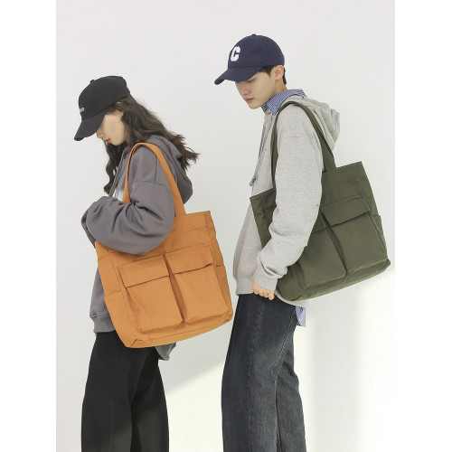 日系復古帆布包男大容量手提包通勤補課帆布袋學生上課書包托特包