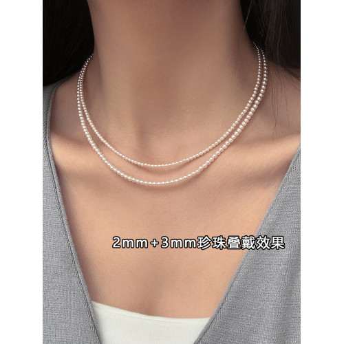 施家華子小米珠珍珠項鍊女秋冬曡戴2026新款爆款輕奢鎖骨鍊毛衣鏈