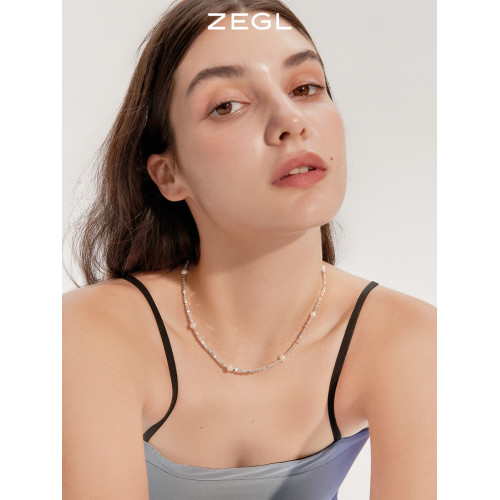ZEGL淡水珍珠碎銀子項鍊女款輕奢小衆高級感碎銀幾兩脖子頸鏈配飾 ZEGL淡水珍珠碎銀子項鍊女款輕奢小衆高級感碎銀幾兩脖子頸鏈配飾