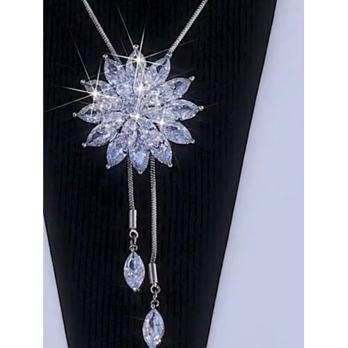 白色冰花百搭項鍊可調節毛衣鏈2025年新款潮女長款高級感掛件配飾