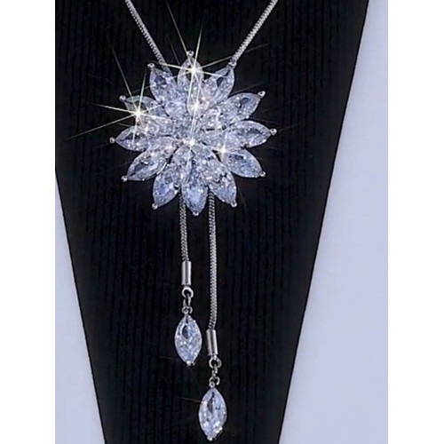 白色冰花百搭項鍊可調節毛衣鏈2025年新款潮女長款高級感掛件配飾