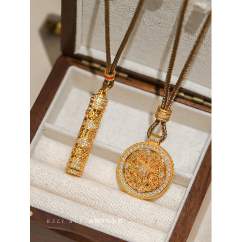 金店韋雪同款古法沙金八寶羅盤金剛杵項鍊隨身彿毛衣鏈古風新中式