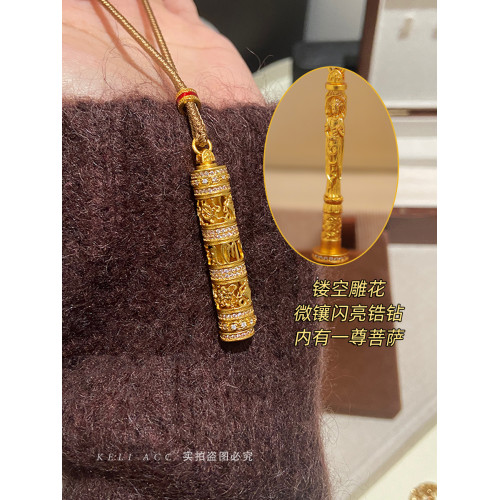 金店韋雪同款古法沙金八寶羅盤金剛杵項鍊隨身彿毛衣鏈古風新中式