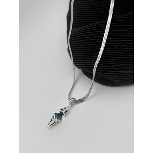 WHYBLUE 星芒海藍鋯石鎖骨鍊男小衆設計感輕奢帥氣清冷高級吊墜潮 WHYBLUE 星芒海藍鋯石鎖骨鍊男小衆設計感輕奢帥氣清冷高級吊墜潮