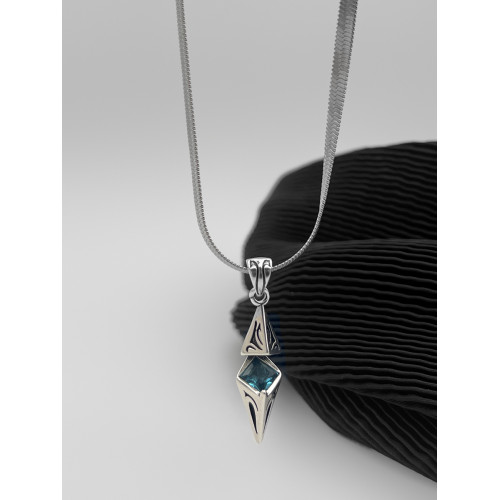 WHYBLUE 星芒海藍鋯石鎖骨鍊男小衆設計感輕奢帥氣清冷高級吊墜潮 WHYBLUE 星芒海藍鋯石鎖骨鍊男小衆設計感輕奢帥氣清冷高級吊墜潮