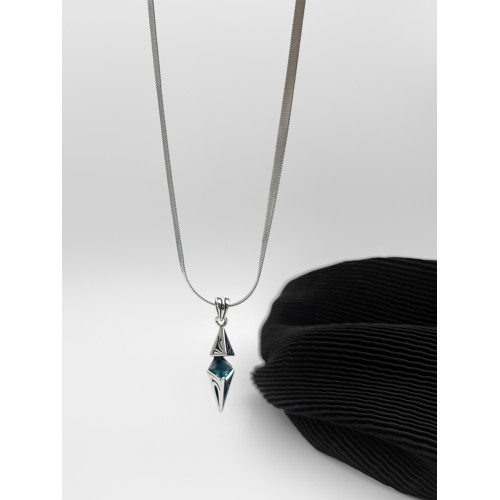 WHYBLUE 星芒海藍鋯石鎖骨鍊男小衆設計感輕奢帥氣清冷高級吊墜潮 WHYBLUE 星芒海藍鋯石鎖骨鍊男小衆設計感輕奢帥氣清冷高級吊墜潮