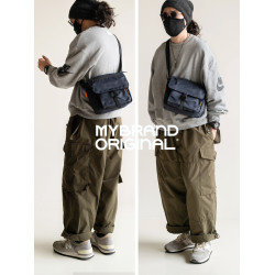 MYBRANDORIGINAL 時尚簡約多口袋斜後後背包男士質感通勤包5L M23-9
