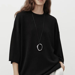 原創設計極簡不規則幾何吊墜蠟繩項鍊高級感輕奢鎖骨鍊頸鏈配飾女