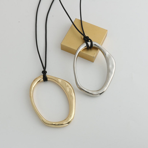 原創設計極簡不規則幾何吊墜蠟繩項鍊高級感輕奢鎖骨鍊頸鏈配飾女