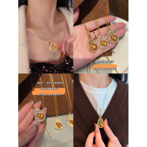 蜜蜂媽手作 轉動拉絲葫蘆鏤空吊墜項鍊女小衆高級氣質福祿毛衣鏈