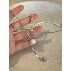 可調珍珠項鍊女毛衣鏈輕奢高級感小衆鎖骨鍊氣質流蘇長款配飾頸鏈