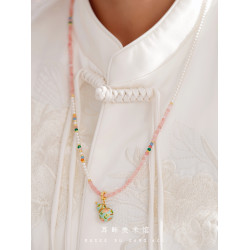 A琺瑯彩小葫蘆珍珠毛衣項鍊女長款鏈子新中式高級輕奢感配飾小衆