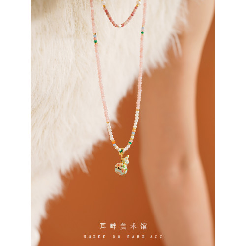 A琺瑯彩小葫蘆珍珠毛衣項鍊女長款鏈子新中式高級輕奢感配飾小衆