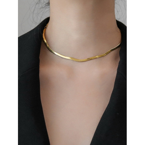 不掉色！設計感極簡輕奢小衆金色頸鏈高級蛇骨鏈女夏項鍊鎖骨鍊