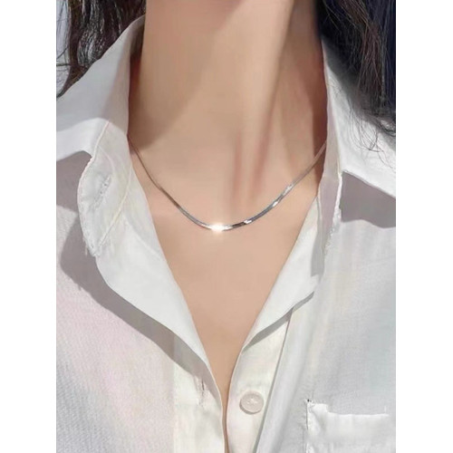 不掉色！設計感極簡輕奢小衆金色頸鏈高級蛇骨鏈女夏項鍊鎖骨鍊