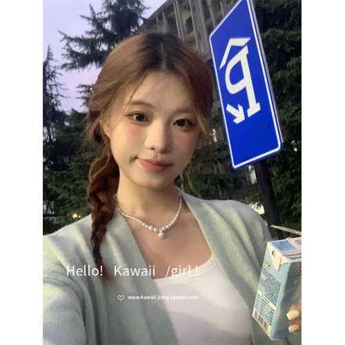 高級感復古珍珠碎銀子項鍊小衆輕奢設計感鎖骨鍊優雅溫柔氣質頸鏈