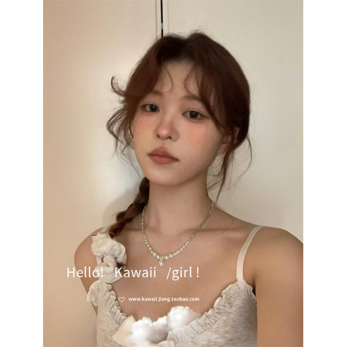 高級感復古珍珠碎銀子項鍊小衆輕奢設計感鎖骨鍊優雅溫柔氣質頸鏈