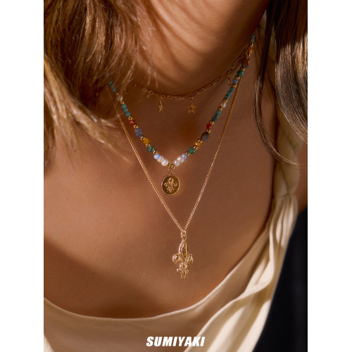 SUMIYAKI 度假海洋項鍊串珠彩色項鍊原創曡戴吊墜鎖骨鍊情侶禮物