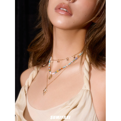 SUMIYAKI 度假海洋項鍊串珠彩色項鍊原創曡戴吊墜鎖骨鍊情侶禮物