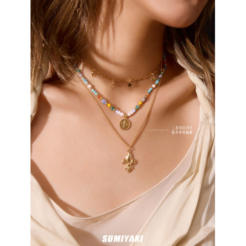 SUMIYAKI 度假海洋項鍊串珠彩色項鍊原創曡戴吊墜鎖骨鍊情侶禮物
