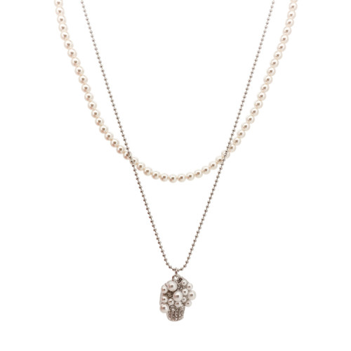 秋冬簡約珍珠項鍊女雙層曡戴法式小衆設計感鎖骨鍊2025年新款頸鏈